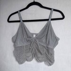 Colsie Ruched Camisole Grey With Glittering Polka Dots - Size XL Coquette